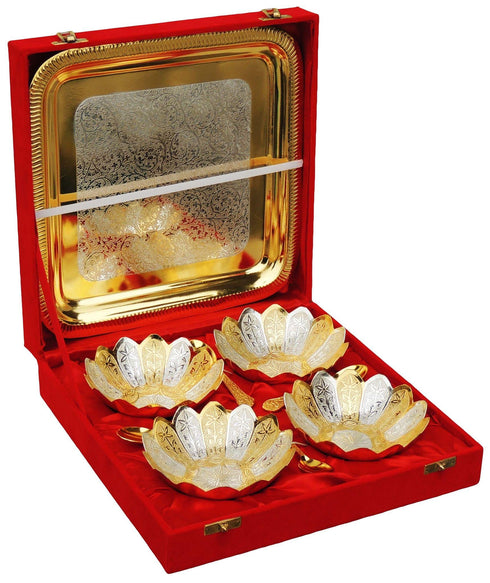 Brass 9 Pc Bowl Kamal Set 2 tone 0.116kg